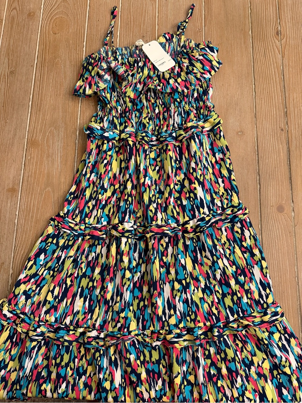 entro Multicolor Printed Tiered Midi Dress